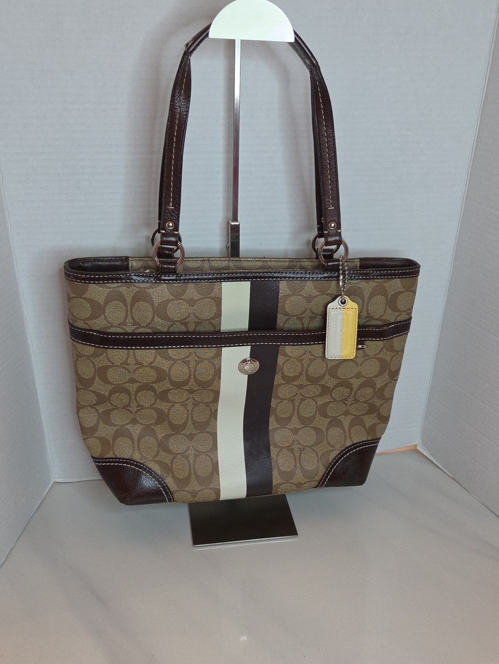 Coach Brown Signature Heritage Stripe Tote Style - F14477 - AS IS